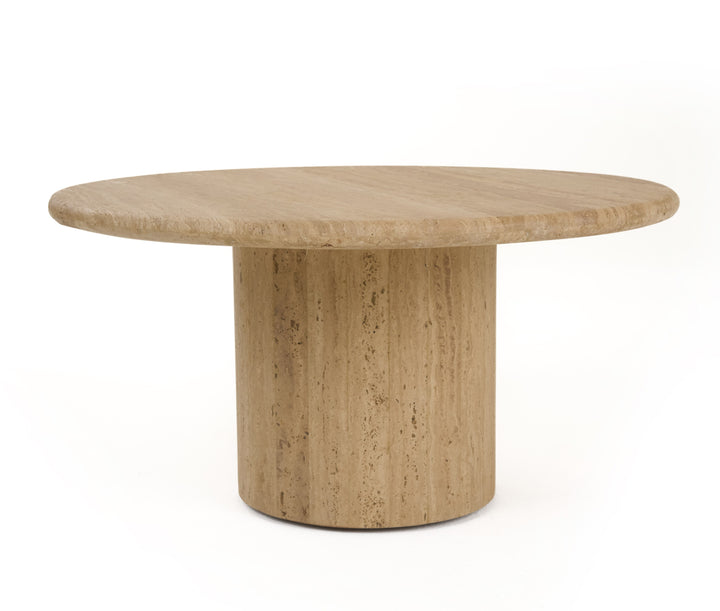 Lavaca  Modern Travertine Marble Round Coffee Table