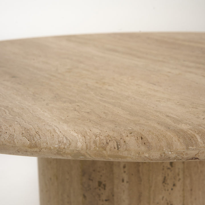 Lavaca - Modern Travertine Marble Round Coffee Table