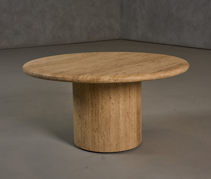 Lavaca - Modern Travertine Marble Round Coffee Table