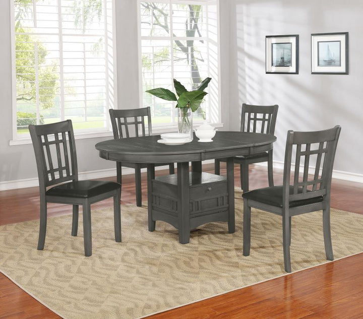 Lavon - Oval Extension Leaf Dining Table - Medium Gray Dining Table with Extension modern furniture Contempo Furniture