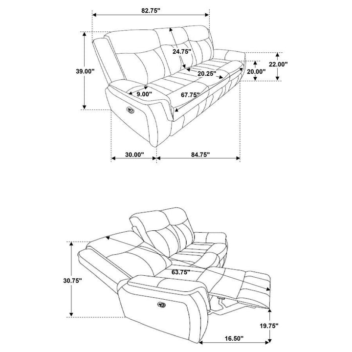 Lawrence - 2 Piece Upholstered Reclining Sofa Set - Charcoal Reclining Sofa &amp; Loveseat modern furniture Contempo Furniture