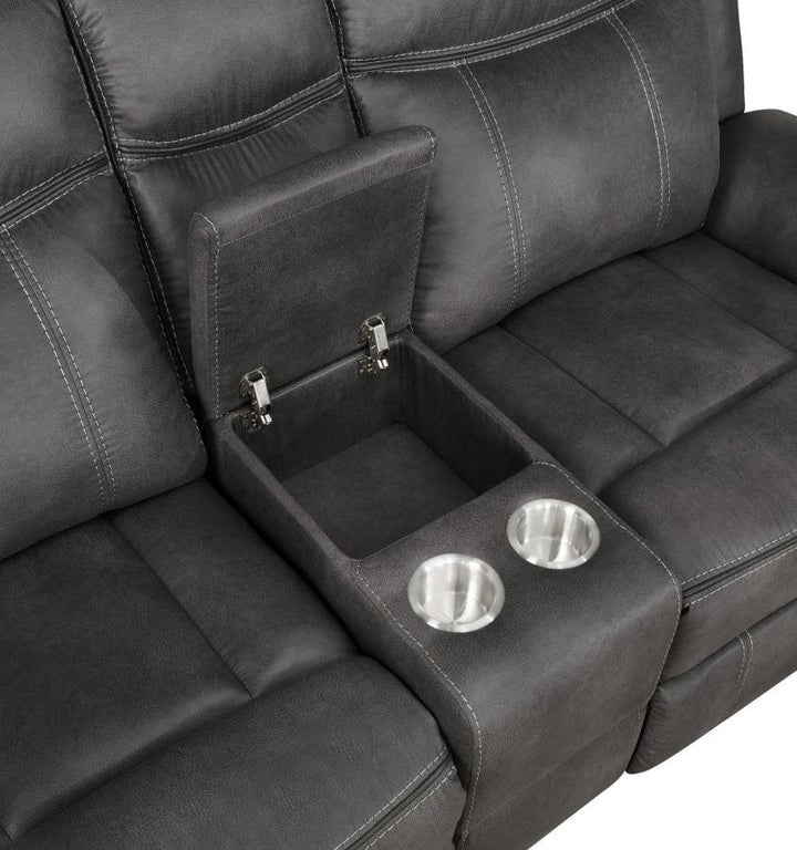 Lawrence - 2 Piece Upholstered Reclining Sofa Set - Charcoal Reclining Sofa &amp; Loveseat modern furniture Contempo Furniture