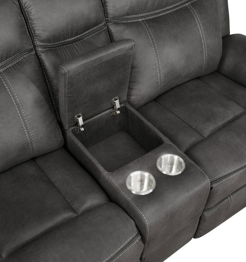 Lawrence - 2 Piece Upholstered Reclining Sofa Set - Charcoal Reclining Sofa & Loveseat modern furniture Contempo Furniture