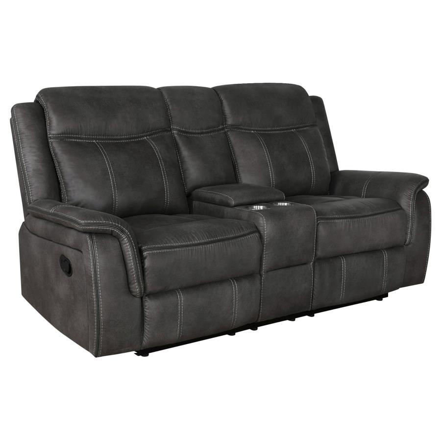 Lawrence - Upholstered Padded Arm Reclining Loveseat - Charcoal Reclining Loveseat modern furniture Contempo Furniture