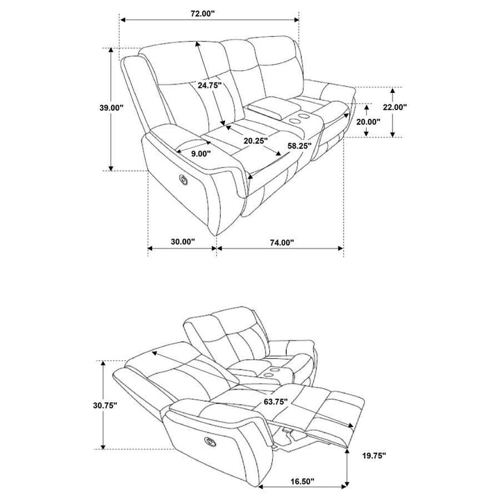 Lawrence - Upholstered Padded Arm Reclining Loveseat - Charcoal Reclining Loveseat modern furniture Contempo Furniture