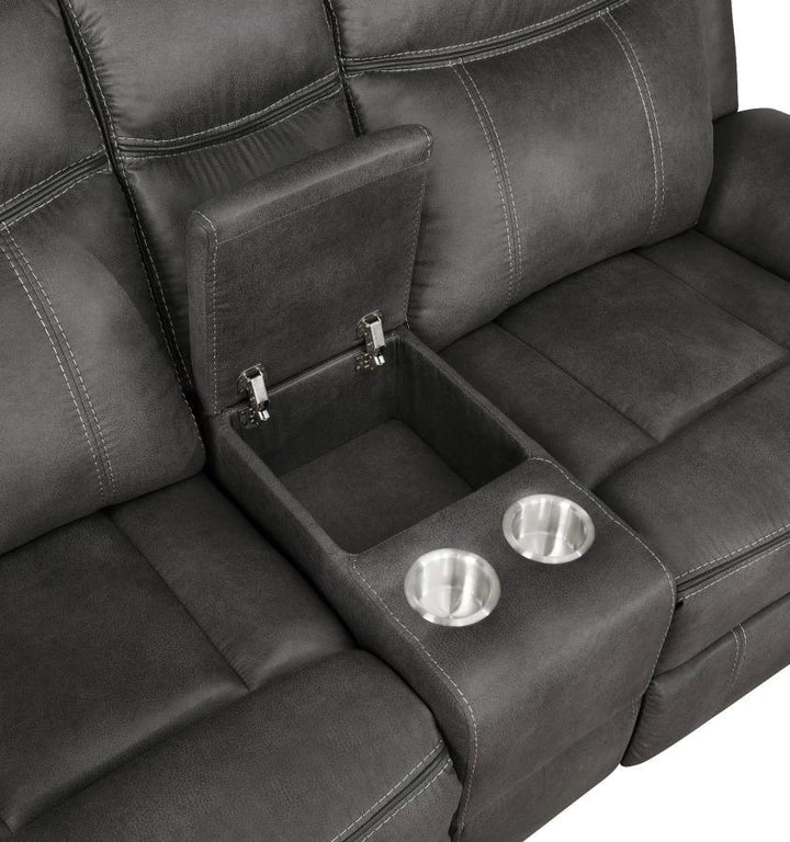 Lawrence - Upholstered Padded Arm Reclining Loveseat - Charcoal Reclining Loveseat modern furniture Contempo Furniture