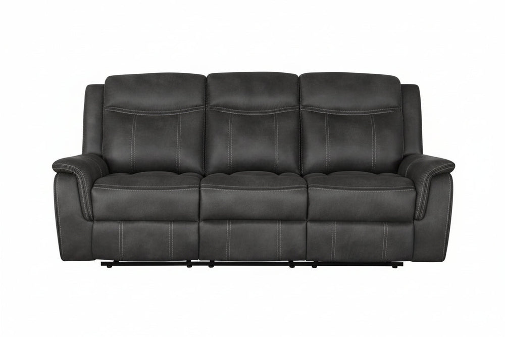 Lawrence - Upholstered Padded Arm Reclining Sofa - Charcoal Reclining Sofa modern furniture Contempo Furniture