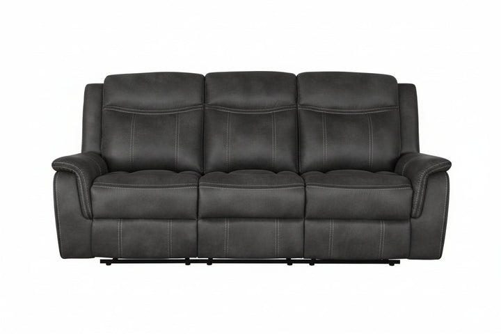 Lawrence - Upholstered Padded Arm Reclining Sofa - Charcoal Reclining Sofa modern furniture Contempo Furniture