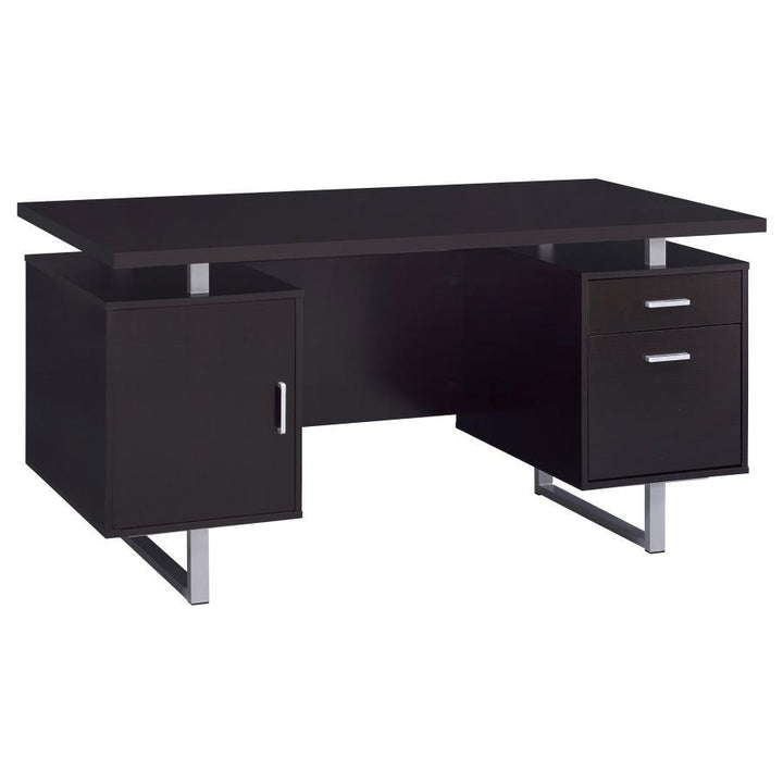 Lawtey - 2 - Drawer Office Computer Desk - Cappuccino Computer Desk modern furniture Contempo Furniture