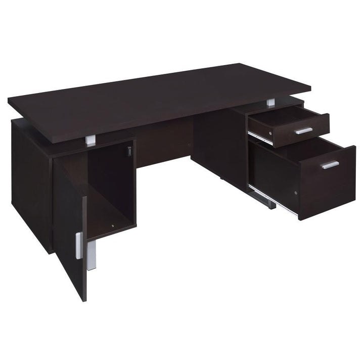 Lawtey - 2 - Drawer Office Computer Desk - Cappuccino Computer Desk modern furniture Contempo Furniture