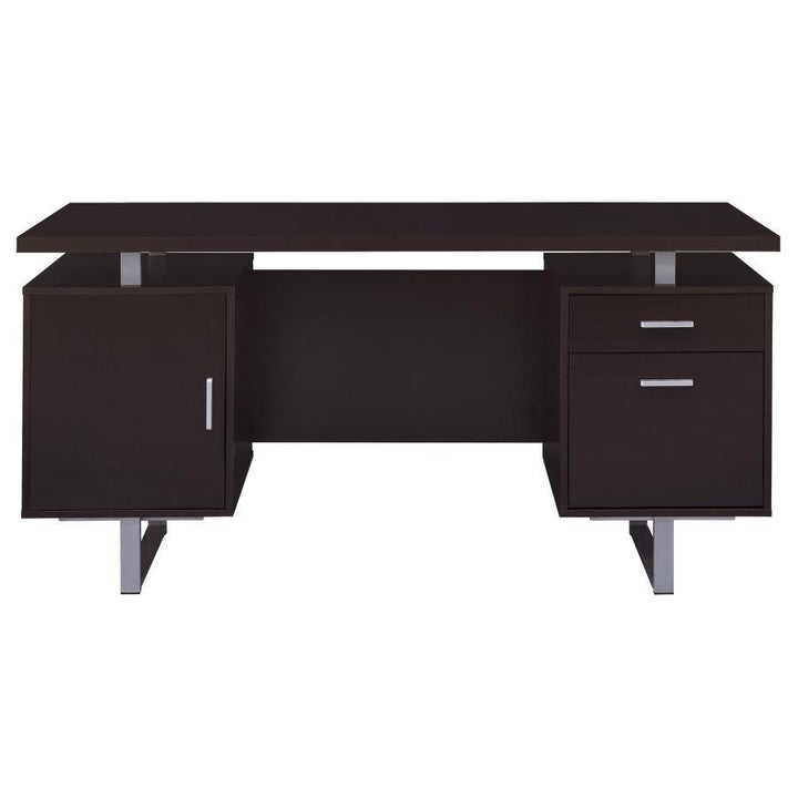 Lawtey - 2 - Drawer Office Computer Desk - Cappuccino Computer Desk modern furniture Contempo Furniture