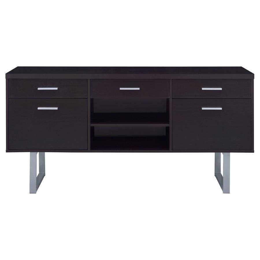 Lawtey - 5 - Drawer Home Office Storage Credenza - Cappuccino Credenzas modern furniture Contempo Furniture