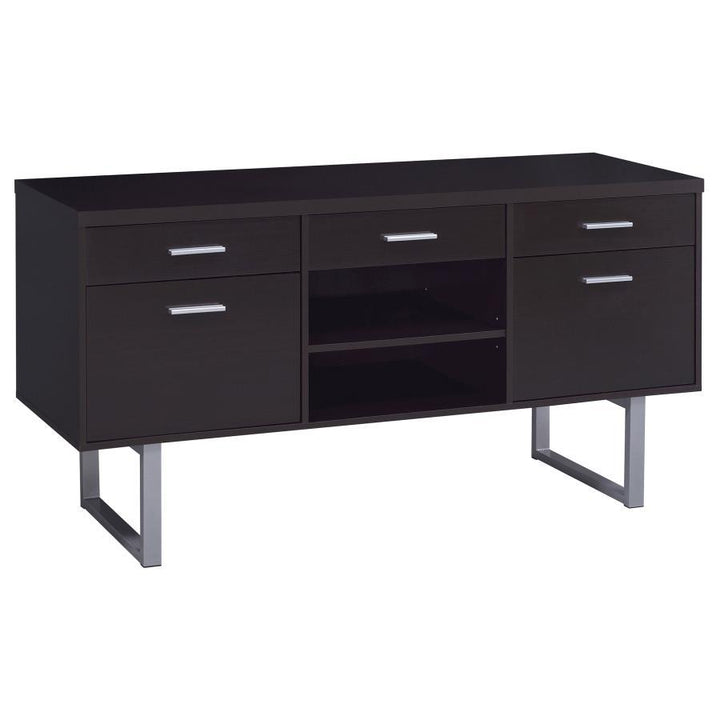 Lawtey - 5 - Drawer Home Office Storage Credenza - Cappuccino Credenzas modern furniture Contempo Furniture