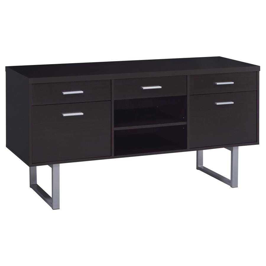 Lawtey - 5 - Drawer Home Office Storage Credenza - Cappuccino Credenzas modern furniture Contempo Furniture