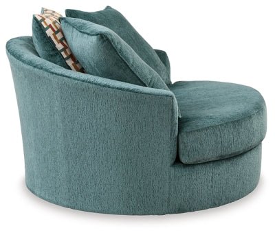 Laylabrook Oversized Swivel Accent Chair - Blue Swivel Chair modern furniture Contempo Furniture