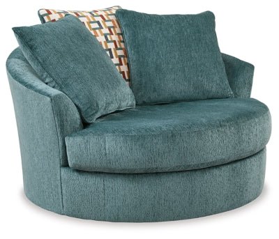 Laylabrook Oversized Swivel Accent Chair - Blue Swivel Chair modern furniture Contempo Furniture