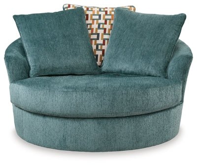 Laylabrook Oversized Swivel Accent Chair - Blue Swivel Chair modern furniture Contempo Furniture