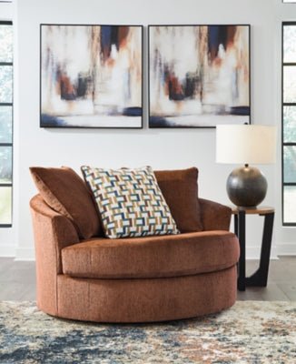 Laylabrook Oversized Swivel Accent Chair - Light Brown Swivel Chair modern furniture Contempo Furniture