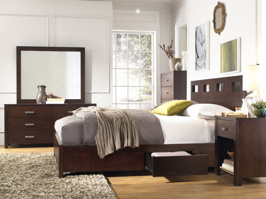 Modus Furniture Rv26D5 Riva Wood Storage Bed In Chocolate Brown