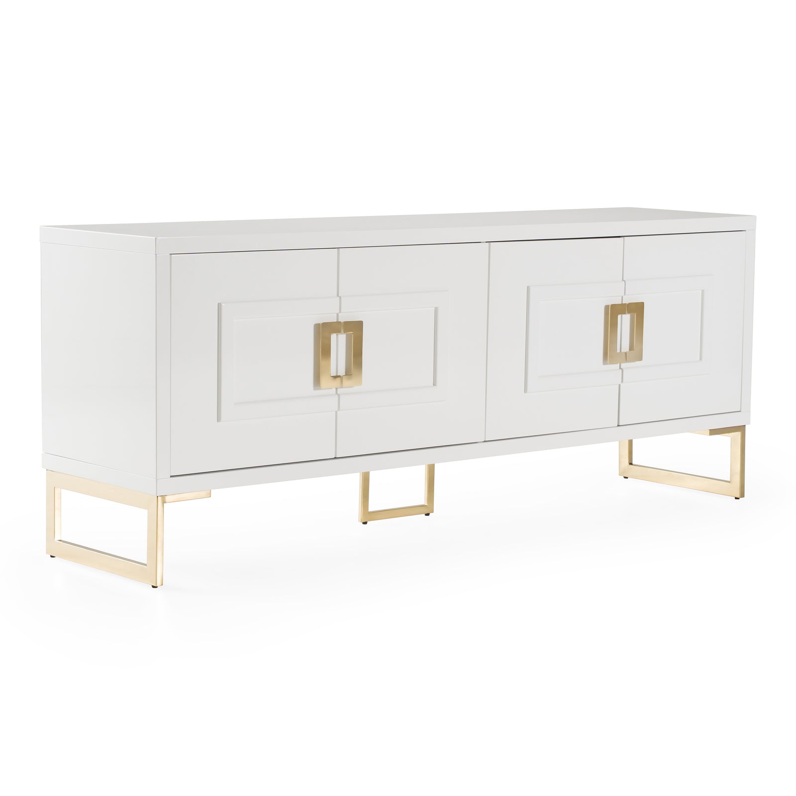 Leah - Contemporary White High Gloss  and  Champagne Gold Buffet