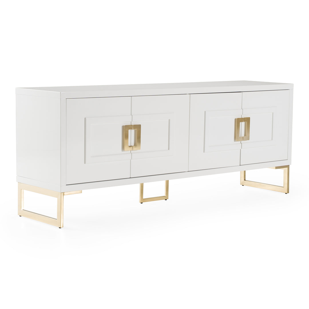 Leah  Contemporary White High Gloss & Champagne Gold Buffet