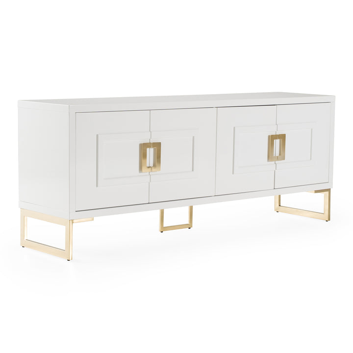 Leah  Contemporary White High Gloss & Champagne Gold Buffet