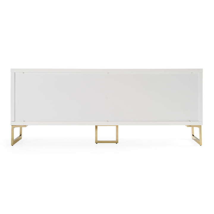 Leah - Contemporary White High Gloss  and  Champagne Gold Buffet