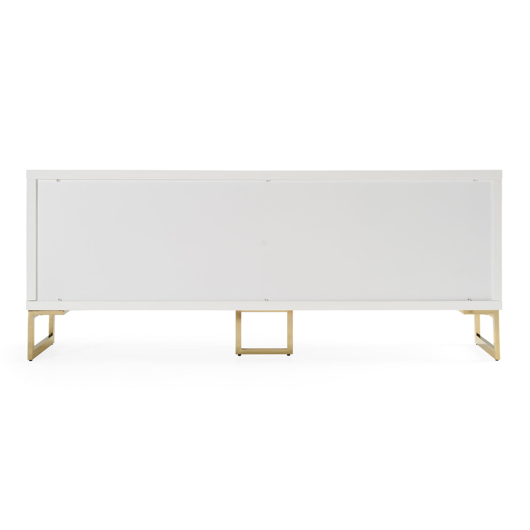 Leah  Contemporary White High Gloss & Champagne Gold Buffet