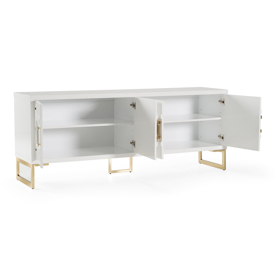Leah  Contemporary White High Gloss & Champagne Gold Buffet