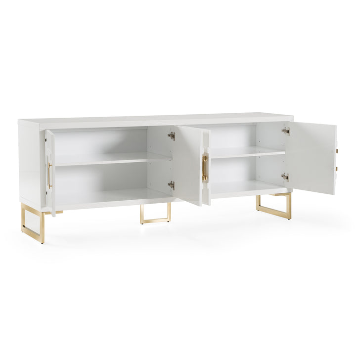 Leah  Contemporary White High Gloss & Champagne Gold Buffet