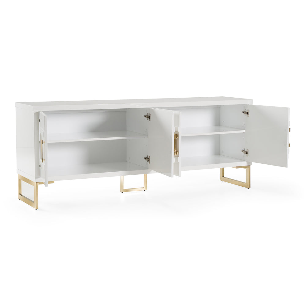 Leah - Contemporary White High Gloss & Champagne Gold Buffet - View 5