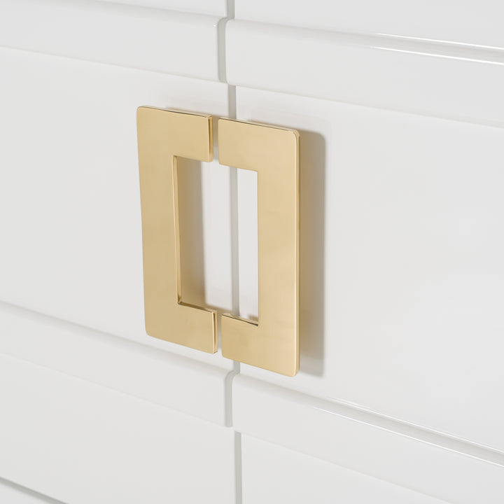 Leah  Contemporary White High Gloss & Champagne Gold Buffet