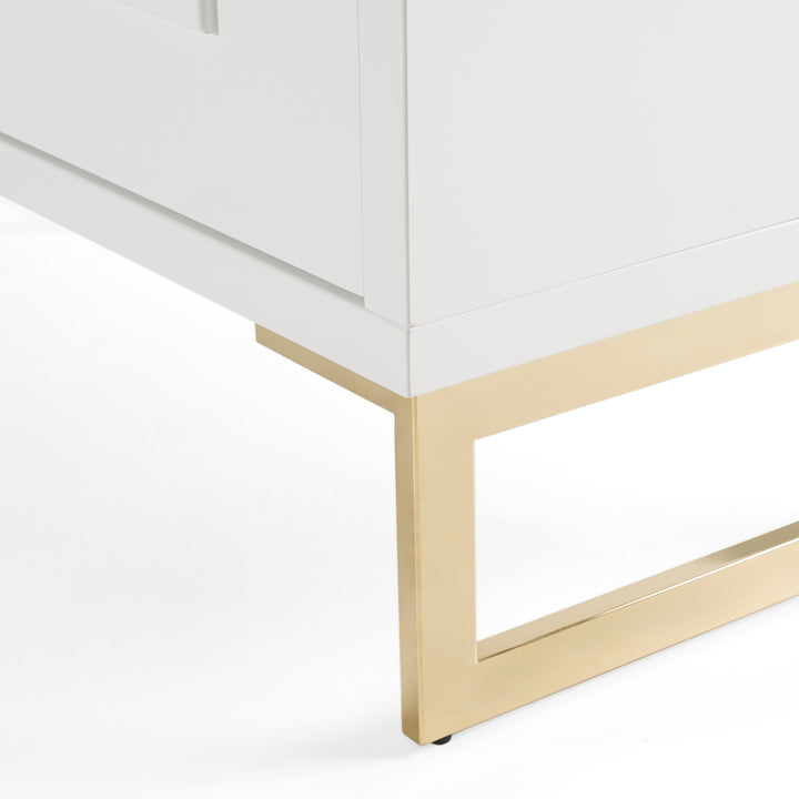 Leah  Contemporary White High Gloss & Champagne Gold Buffet
