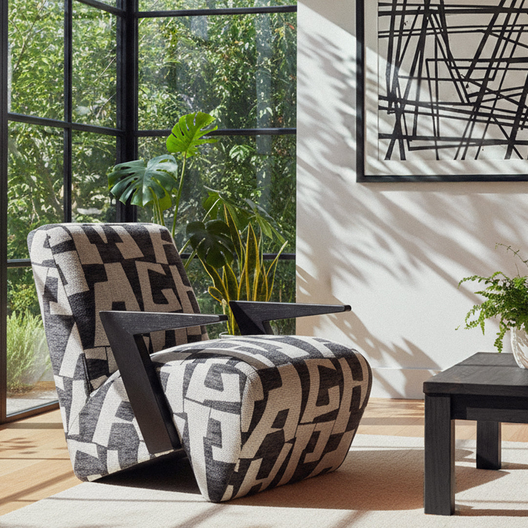 Leana - Modern Black & White Fabric Accent Chair