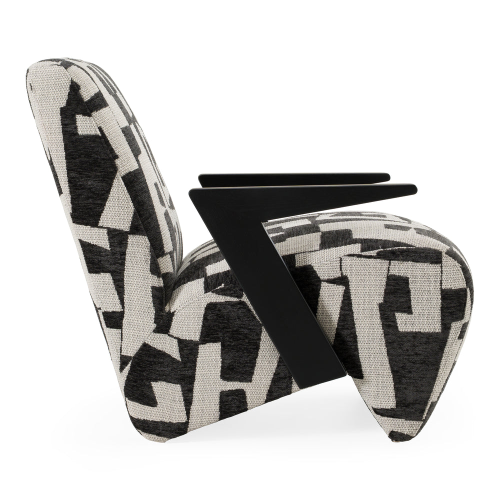 Leana - Modern Black & White Fabric Accent Chair - View 4