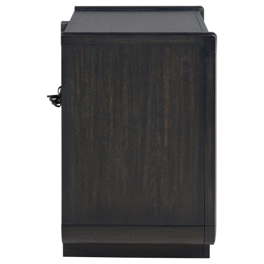 Leandro - 2 - Drawer LED Nightstand With USB - Burnished Black Nightstand w/ Charging Station modern furniture Contempo Furniture