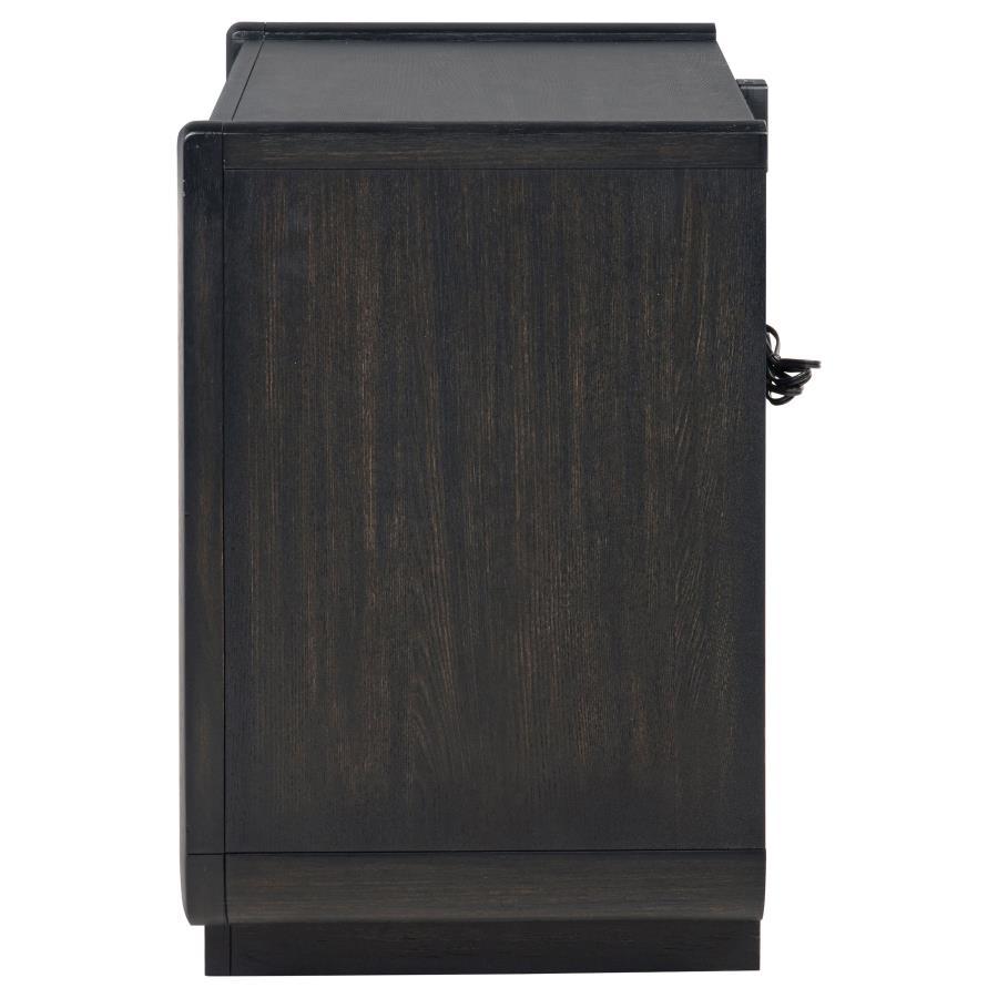 Leandro - 2 - Drawer LED Nightstand With USB - Burnished Black Nightstand w/ Charging Station modern furniture Contempo Furniture