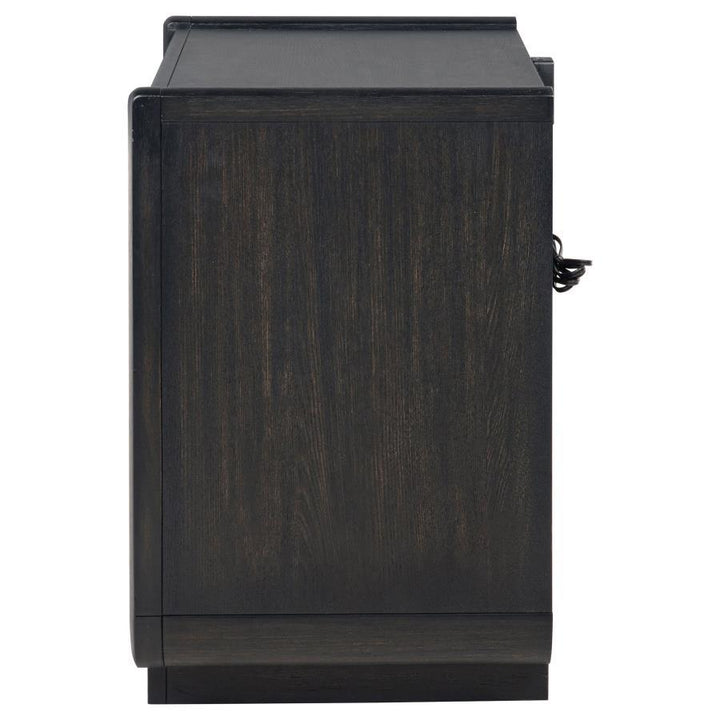 Leandro - 2 - Drawer LED Nightstand With USB - Burnished Black Nightstand w/ Charging Station modern furniture Contempo Furniture