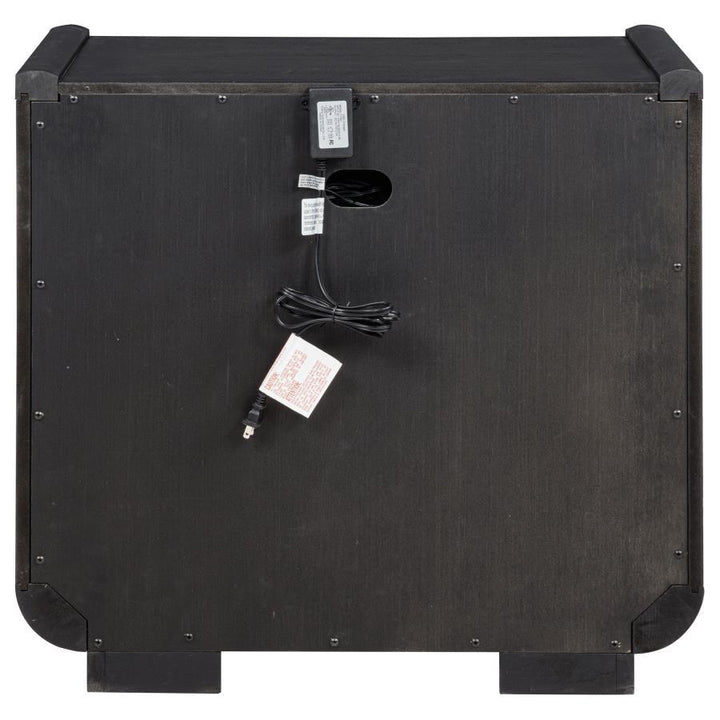 Leandro - 2 - Drawer LED Nightstand With USB - Burnished Black Nightstand w/ Charging Station modern furniture Contempo Furniture