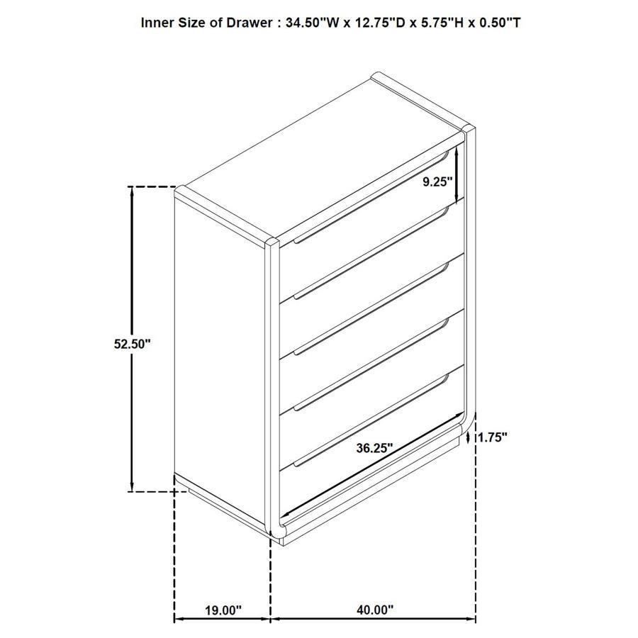 Leandro - 5 - Drawer Bedroom Chest Of Drawers - Burnished Black Accent Chest modern furniture Contempo Furniture