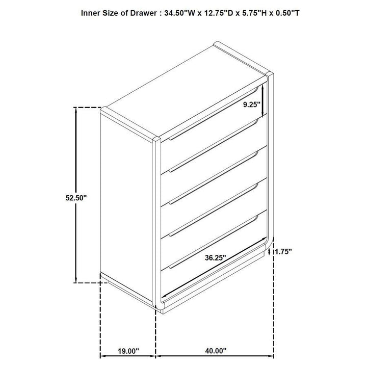 Leandro - 5 - Drawer Bedroom Chest Of Drawers - Burnished Black Accent Chest modern furniture Contempo Furniture