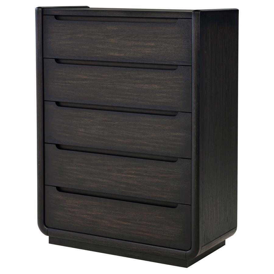 Leandro - 5 - Drawer Bedroom Chest Of Drawers - Burnished Black Accent Chest modern furniture Contempo Furniture