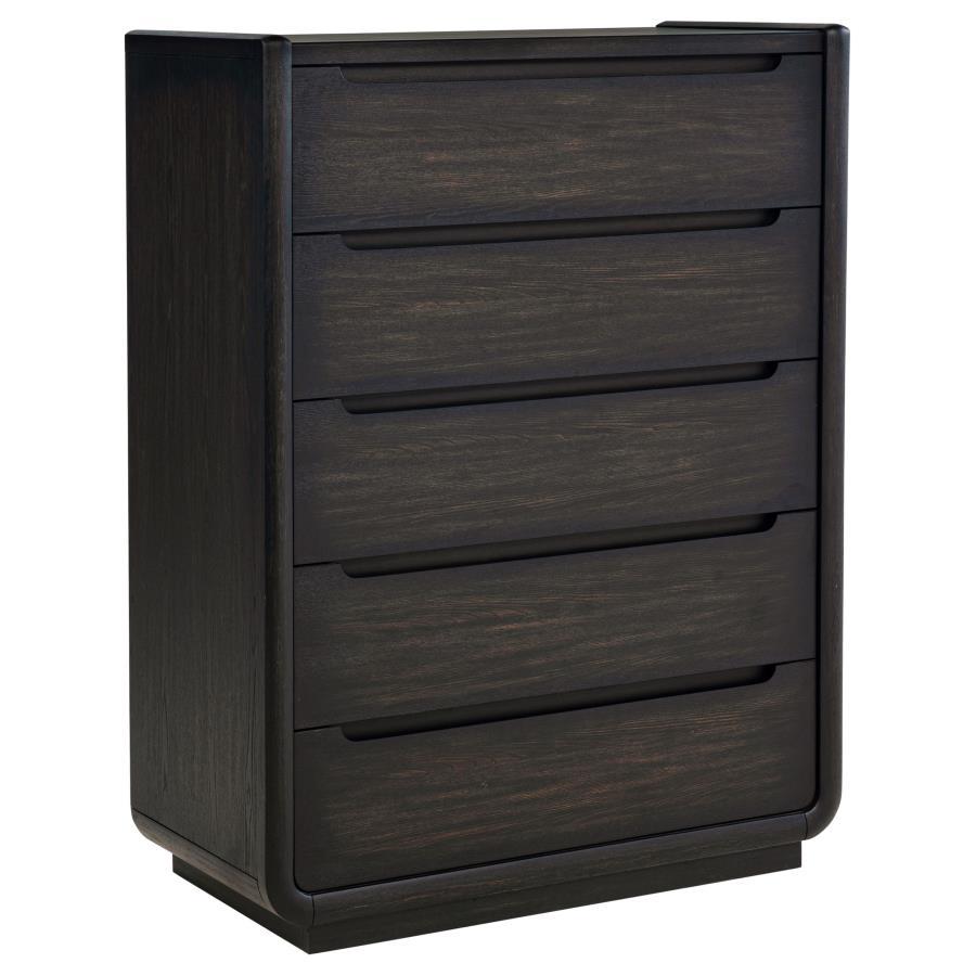 Leandro - 5 - Drawer Bedroom Chest Of Drawers - Burnished Black Accent Chest modern furniture Contempo Furniture