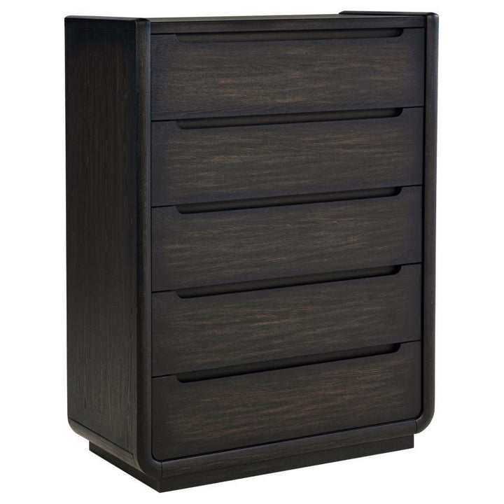 Leandro - 5 - Drawer Bedroom Chest Of Drawers - Burnished Black Accent Chest modern furniture Contempo Furniture