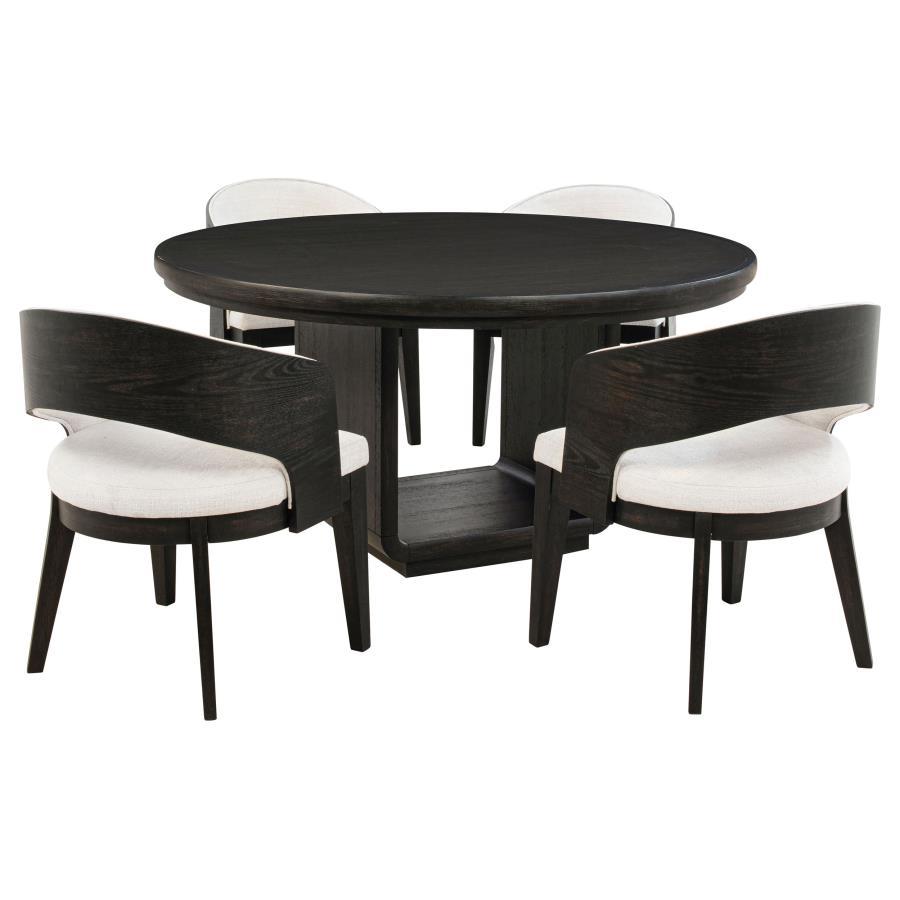 Leandro - 5 Piece Round Dining Table Set - Burnished Black 5 - Piece Dining Room Set modern furniture Contempo Furniture