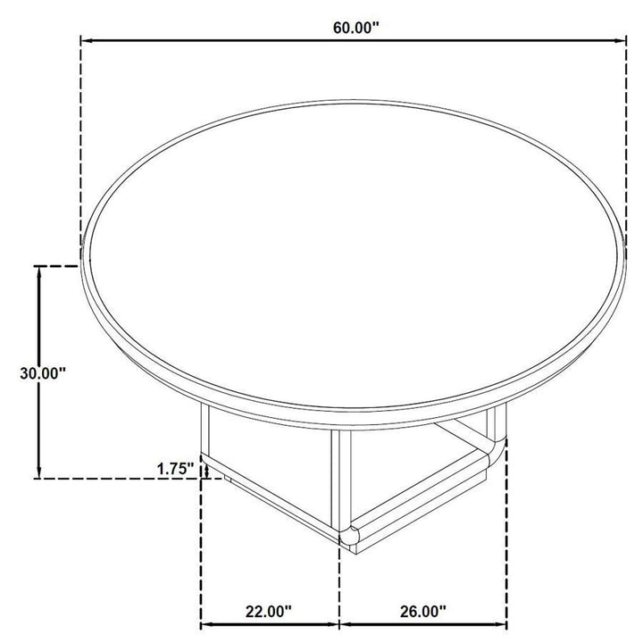 Leandro - 60" Round Dining Table - Burnished Black Dining Table modern furniture Contempo Furniture
