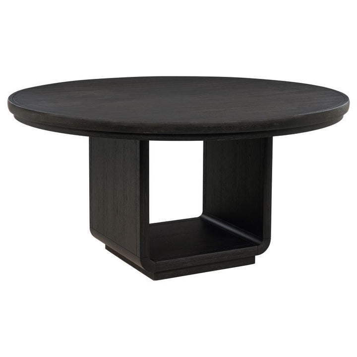 Leandro - 60" Round Dining Table - Burnished Black Dining Table modern furniture Contempo Furniture
