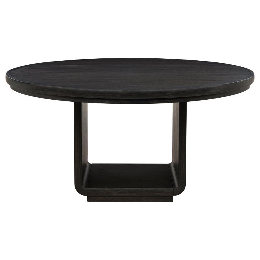 Leandro - 7 Piece Round Dining Table Set - Burnished Black 7 - Piece Dining Room Set modern furniture Contempo Furniture