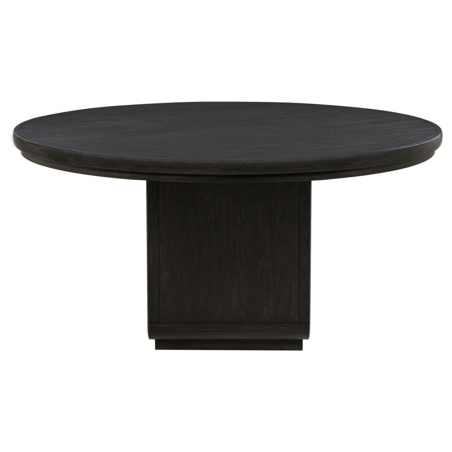 Leandro - 7 Piece Round Dining Table Set - Burnished Black 7 - Piece Dining Room Set modern furniture Contempo Furniture