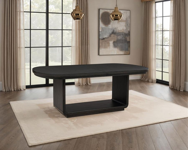 Leandro - 78" Extension Dining Room Table - Burnished Black Dining Table with Extension modern furniture Contempo Furniture